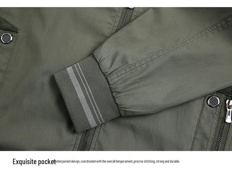 Men's Casual Cotton Jacket for Middle-Aged & Elderly - Lightweight Spring/Autumn Wear