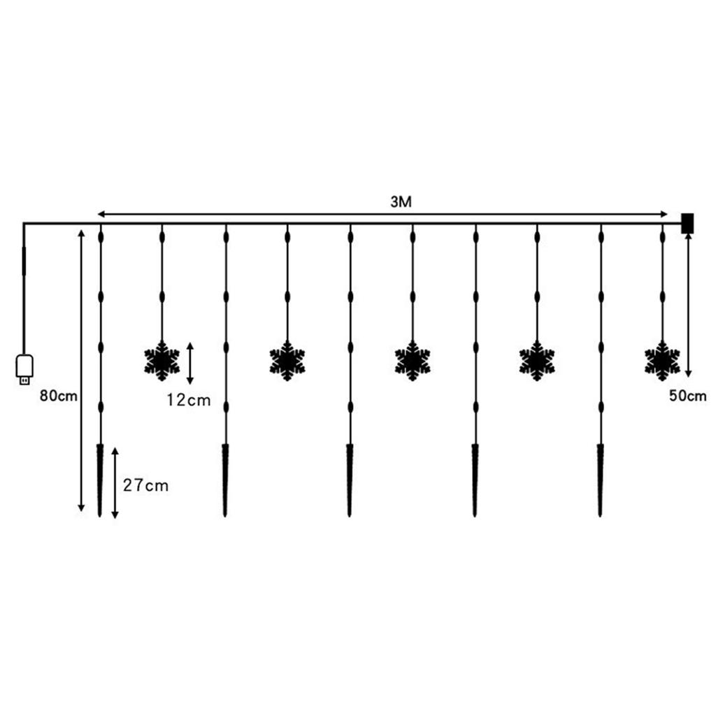 Christmas Snowflake Icicle Lights Waterproof Curtain Lights with 8 Modes Snowflake Lights for Eaves Garden Yard