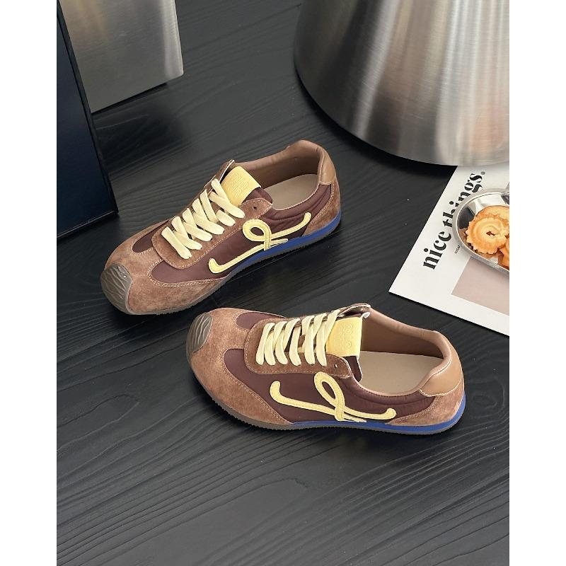 Leather retro women's spring new versatile casual ballet running sports shoes