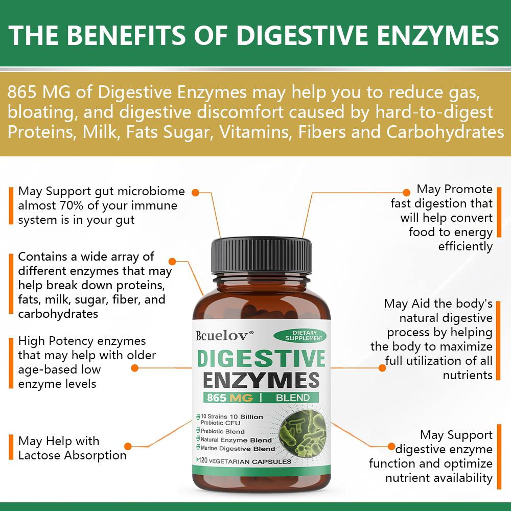 13 digestive enzymes, herbal enzymes, prebiotics, marine algae, 10 probiotics, Probiotic Supplements
