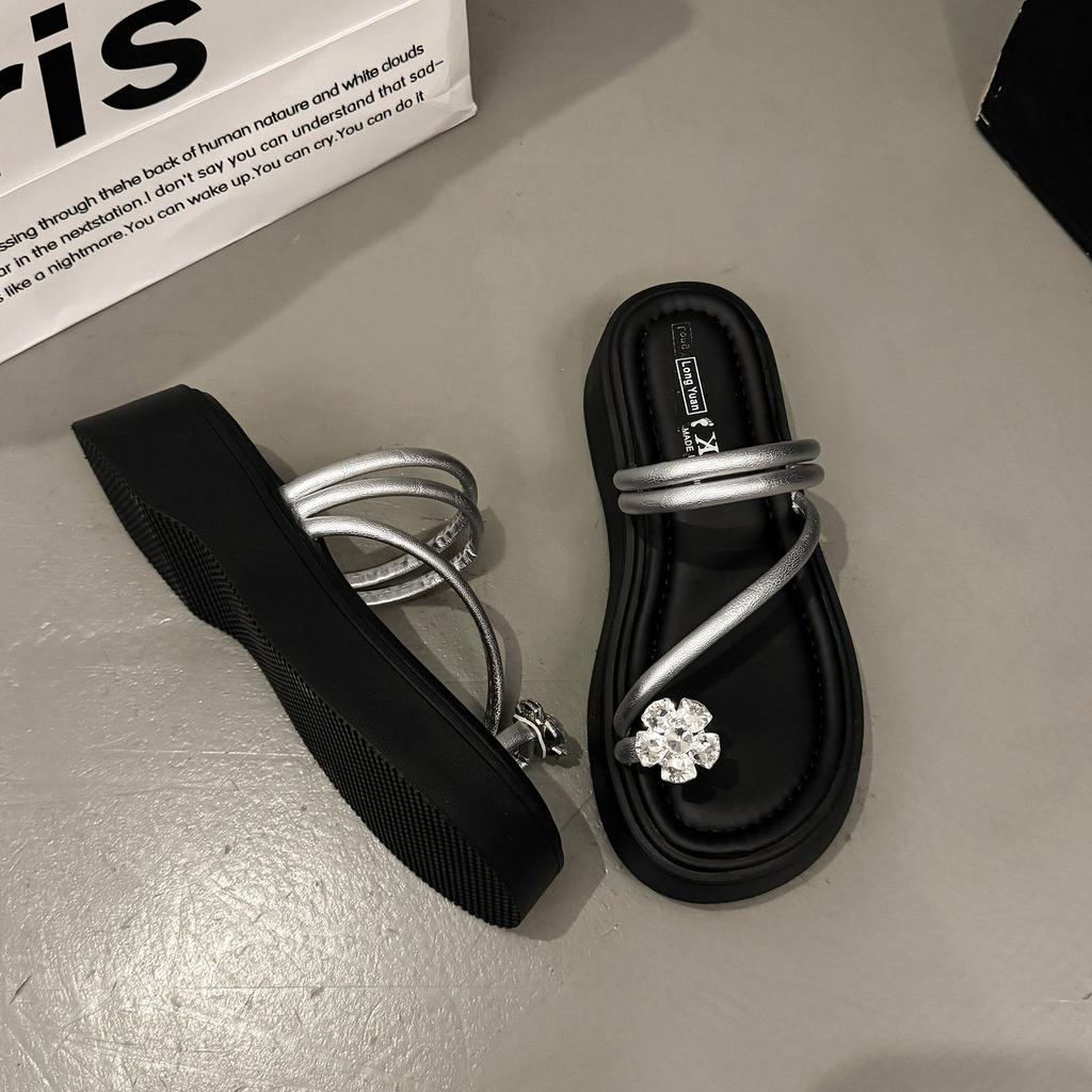Französische Einriemen-Flip-Flops Sommer Dicksohlige Schuhe Modische und Vielseitige und Bequeme Flip-Flops