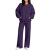 Women's Casual Neck Sweatshirt and Pants Set with Pockets for Fall Winter