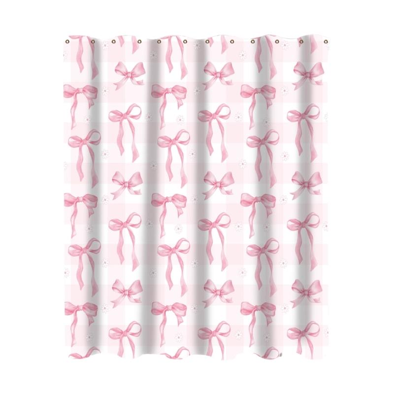 Waterproof Shower Curtain Vibranted Watercolor Bows Design Polyester Bathroom Decoration Easy To Clean