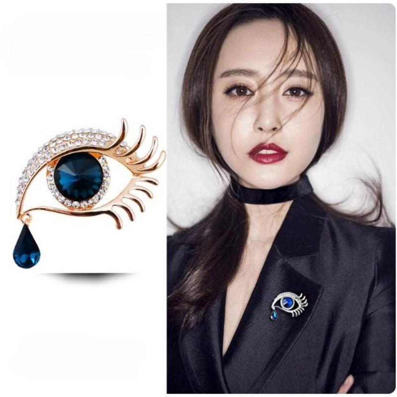 1Pc Devil's Eye Crystal Brooch High-end Exquisite Corsage High-end Niche Design Suit Pin Accessories