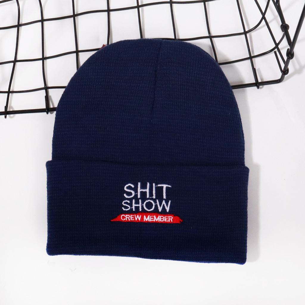 Hat With Knit Shit Show Letters Embroidered For Autumn Winter Fashion Warmth