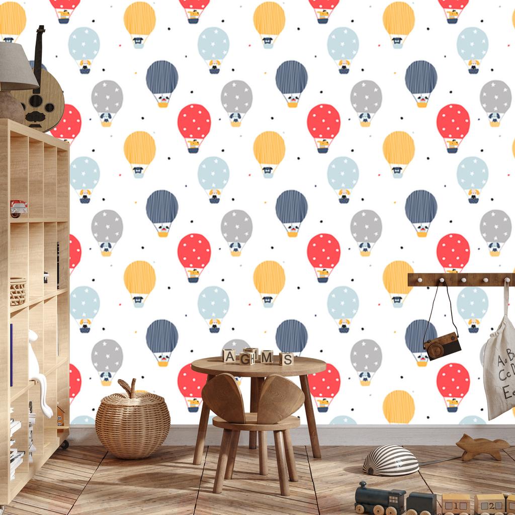 Dogs with Balloons Wallpaper for Living Room and Bedroom 50x1000