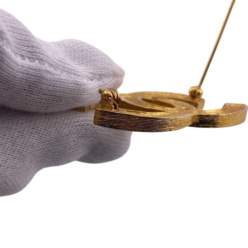 CHANEL Rhinestone COCO Mark Gold Plated Brooch gold Gold Plated Used