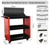Three-Layer Tool Cart with Wheels & Pegboard - Universal Casters for Auto Repair