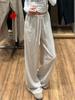 Apricot Striped Linen Wide-Leg High-Waisted Pants for Women - Slimming, Loose, and Casual for Spring 2026.