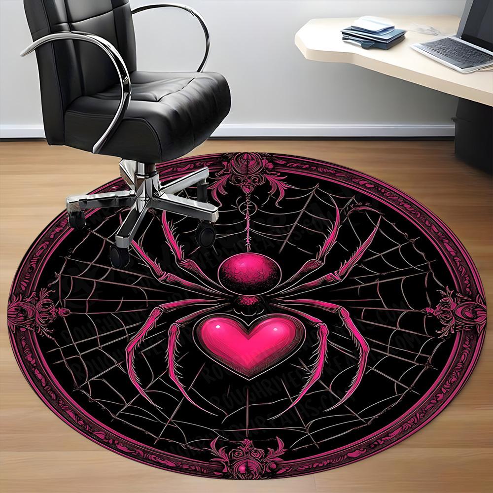 1pc Spider Web Office Round Area Rug, Indoor Mat Suitable ForOffice, Under Office Chairs Bedroom Living Room Home Decor, Room Deco T044