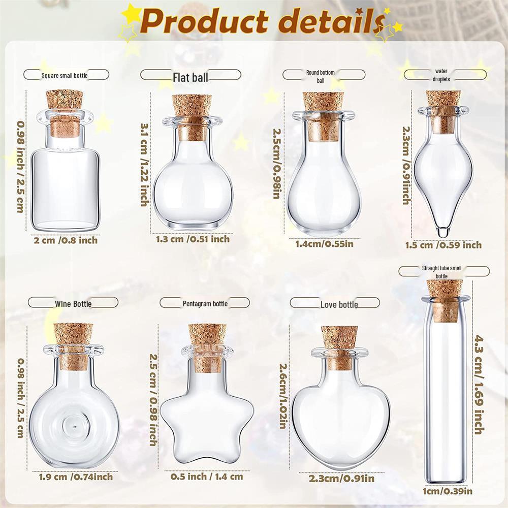 50 Mini Glass Wish Bottles with Corks, Funnel, and Hemp Rope for Decoration