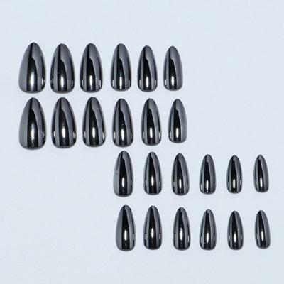 24 pezzi a punta nera indossabile per unghie patch tinta unita arte fai da te unghie finte stampa su unghie finte ragazza unghie finte con strumenti da indossare