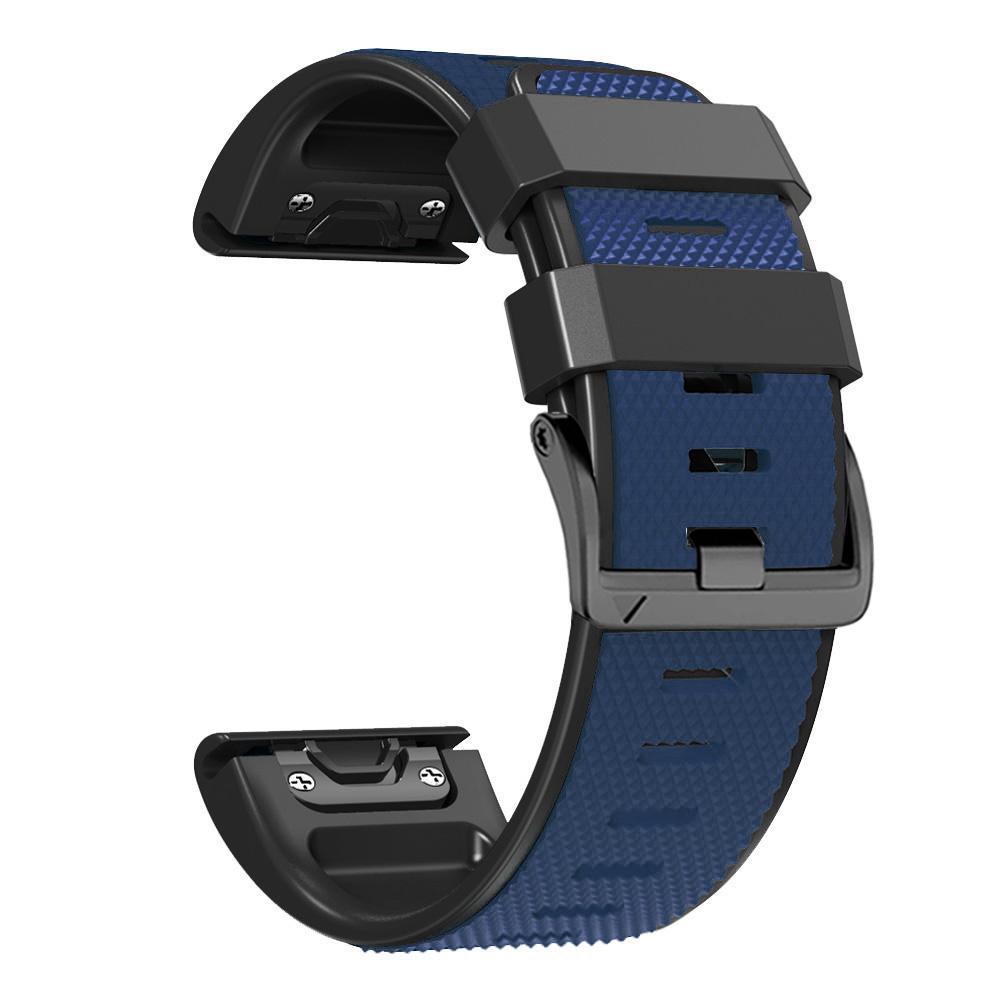 

For Garmin Fenix 7/Forerunner 965/955/945/935 Armband Diamond Texture Silicone Dual-Color Watch Strap Dark Blue Black