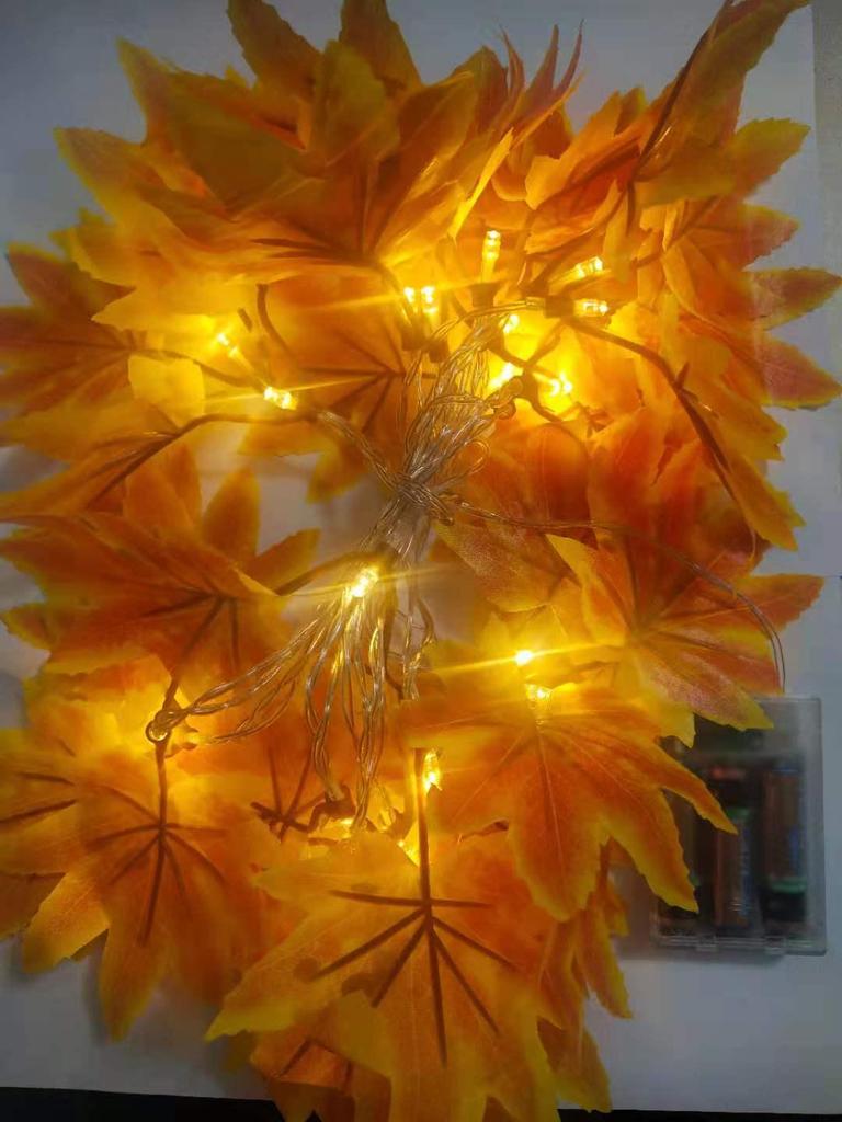 LED Maple Leaf String Lights: Halloween & Autumn Decor with Battery Box