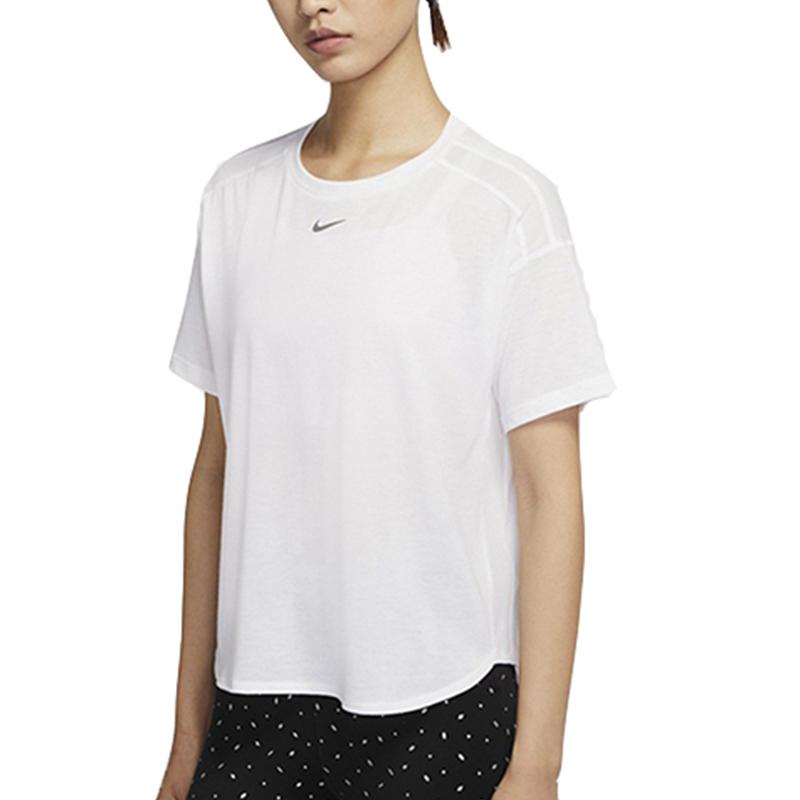Nike T Shirts Women's White Crew Neck Moderate Straight Fit CU5523-100