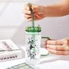 With Lid and Straw Transparent Glass Cup Square Water Cup Stylish Coffee Cup  Home Bar