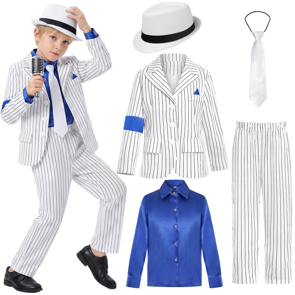 4-12Year Michael Jack Dancer Cosplay Suits for Stage Performance Smooth Criminal MJ Costumes Sets Halloween