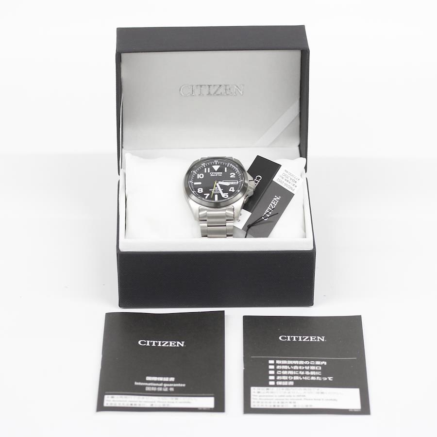 CITIZEN Solar PMD56-2952 PROMASTER LAND Series Eco Drive Luminous Radio Control Day Date Black Silver Titanium Wrist Watch