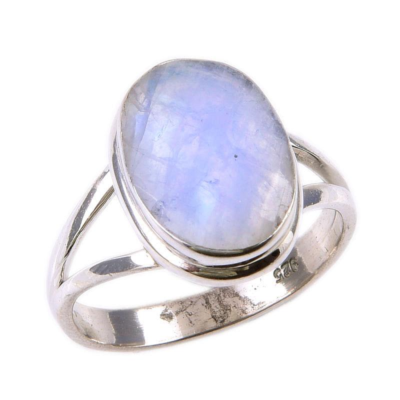 Natural Rainbow Moonstone Gemstone 925 Solid Sterling Silver Ring Size 8 D4l45