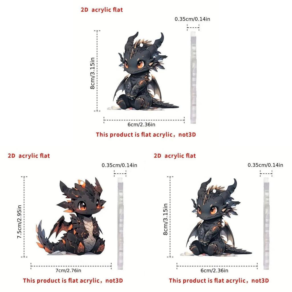 Acrylic Black Dragon Cartoon Car Charm Pendant For Stylish Vehicle Decoration