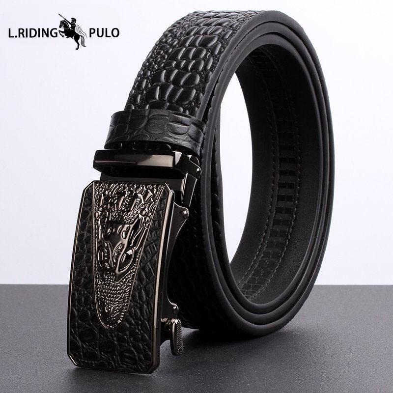 Belt Men's Business Toothless Automatic Belt Men's Crocodile Pattern Durable Leather High-end Trousers Genuine
