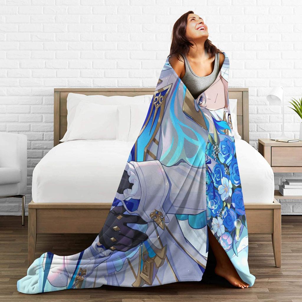 Genshin Impact Neuvillette Coperte Morbide di Qualità Biancheria da Letto Coperte Primaverili Ragazzo Ragazza Divano Sedia Copriletto Comodo
