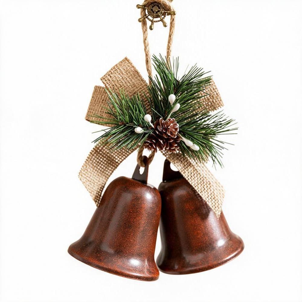 Vintage Open Christmas Hanging Bells Rustic Xmas Pendant Exquisite Christmas Tree Ornament Window