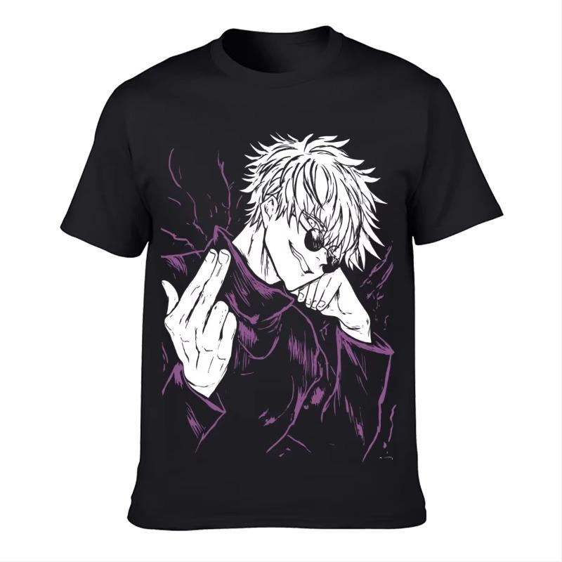 

Тренд Лето 2025 Косплей Нейтральная Черно-белая Футболка Годжо Сатору Магическая Битва Сукуна Мэгуми Итадори Подарочная Футболка Мягкая Футболка S