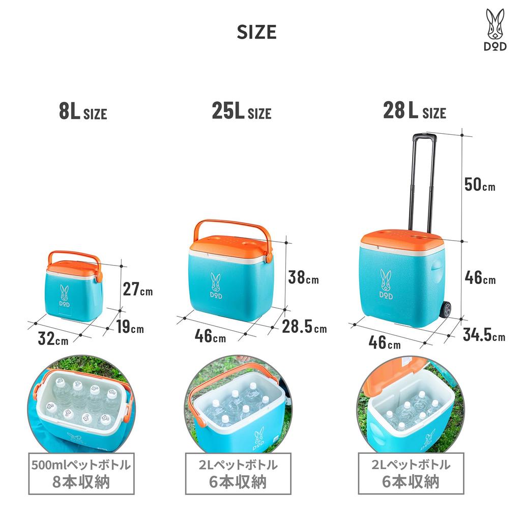 Usanpo Cooler Hard Cooler Box 8L Holds 8 x 500ml PET Bottles Lightweight Picnic Day Camp BBQ [DOD] (8) CL2-227-BL