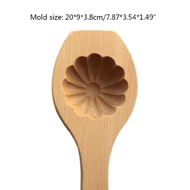 3D Flower Pattern Wooden Baking Mold Press Mooncake Mold Mid-autumn Festival