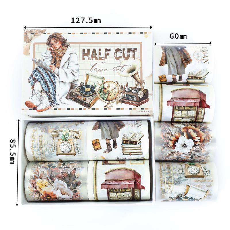 Cross-Border European & American Character Planner Stickers: Die-Cut PET Adhesive Tape Box
