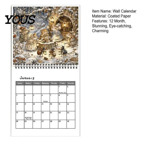 Calendario da Parete 2027 Calendario Brambly Hedge, Pianificatore da Appendere da 12 Mesi con Blocco Note Accademico Vintage Topo del Bosco Fungo Acquerello