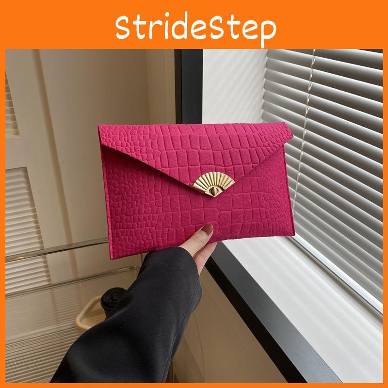 Stylish Vintage Fashionable Handheld Clutch Purse Trendy Envelope Bag For Women In Black Green Khaki Or Fuchsia Colors