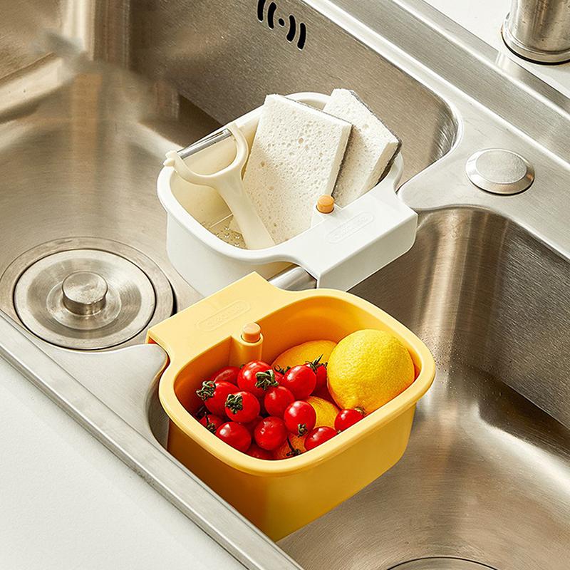 Sink Hanging Strainer Basket Drain Basket Openable Bottom Cover Kitchen Garbage Filter Sink Sponge Storage Basket