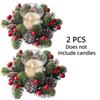 2pcs Artificial Pine Cones and Berry Candle Rings, Pine Needles, Christmas Themed Desktop Decoration Flower Garland Pendant