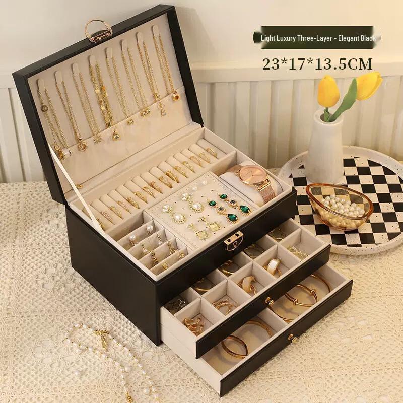 Handun Leather 3-Layer Drawer Jewelry Box