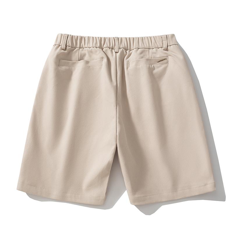Men's Black Casual Chino Shorts Elastic Waist, Button Fly, Pocket Design for Summer Streetwear & Daily Wear