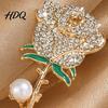 Fade Proof Rose Brooch Rhinestone with Pearl Decor Strong Buckle Pin Secure Clasp Alloy Elegant Flower Shape Pin for Coats Shirts Bags Accessories