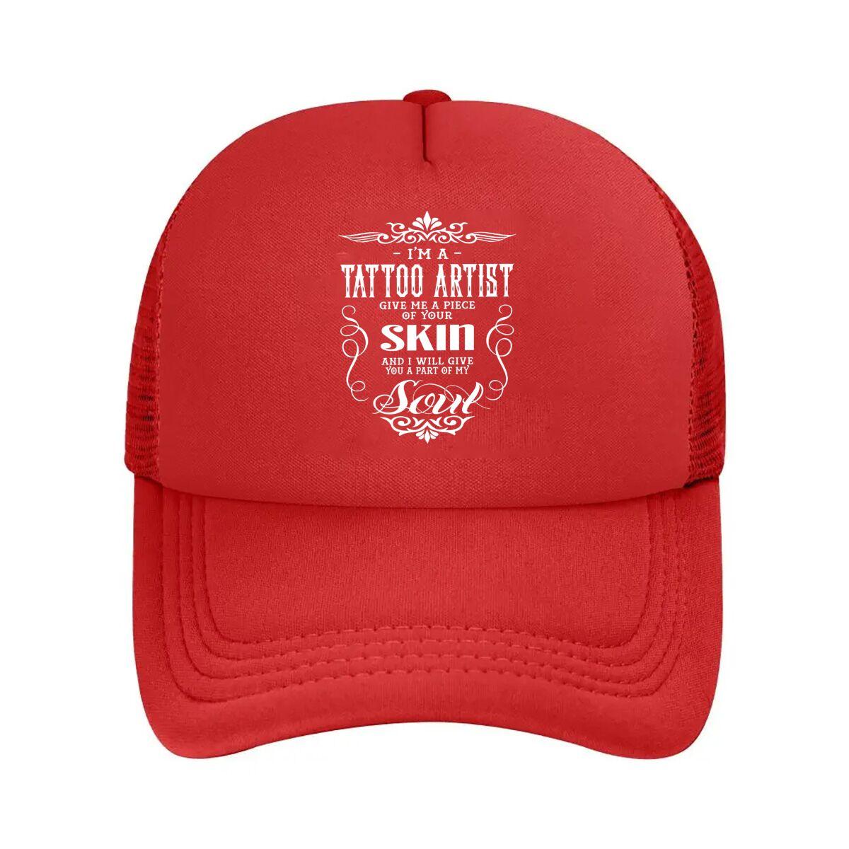 Tattoo Artist Give Me A Piece Of Your Skin Graphic Mesh Baseball Cap Casual Hat Outdoor For Womens Unisex FeUnisex One Size