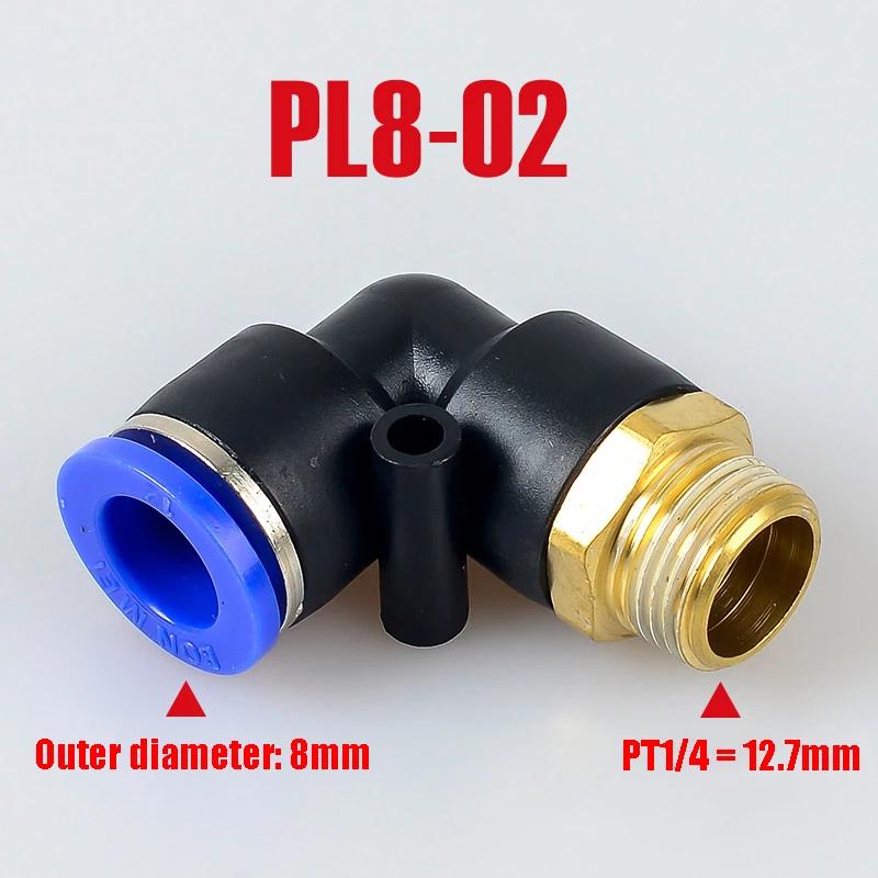PL pneumatic connector 4mm-12mm hose OD 1/8 "1/4" 3/8 "1/2" male pneumatic thread tube elbow connector tube Air Push In mount
