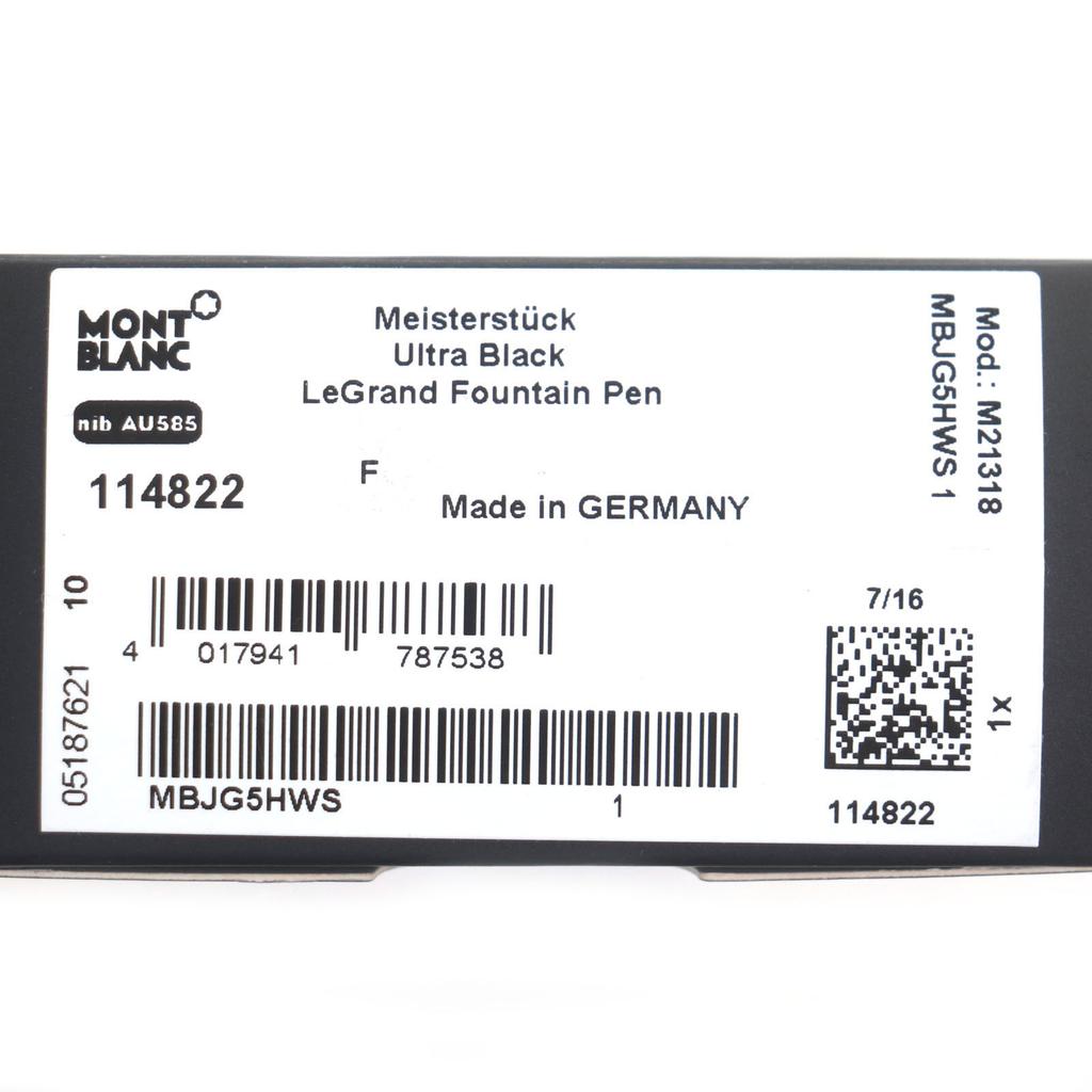 Great MONTBLANC Fountain Pen Meisterstückle Grand Ultra Black 14K Mens Used