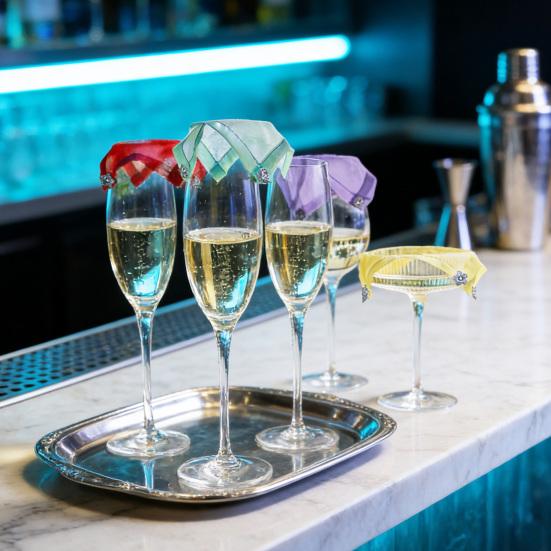 1/4Pcs Wine Glass Lid Breathable Grille Design Reusable Fabric Wine Glass Covers Set with Flower Leaf Decor Outdoor Party Glass Dust Protector