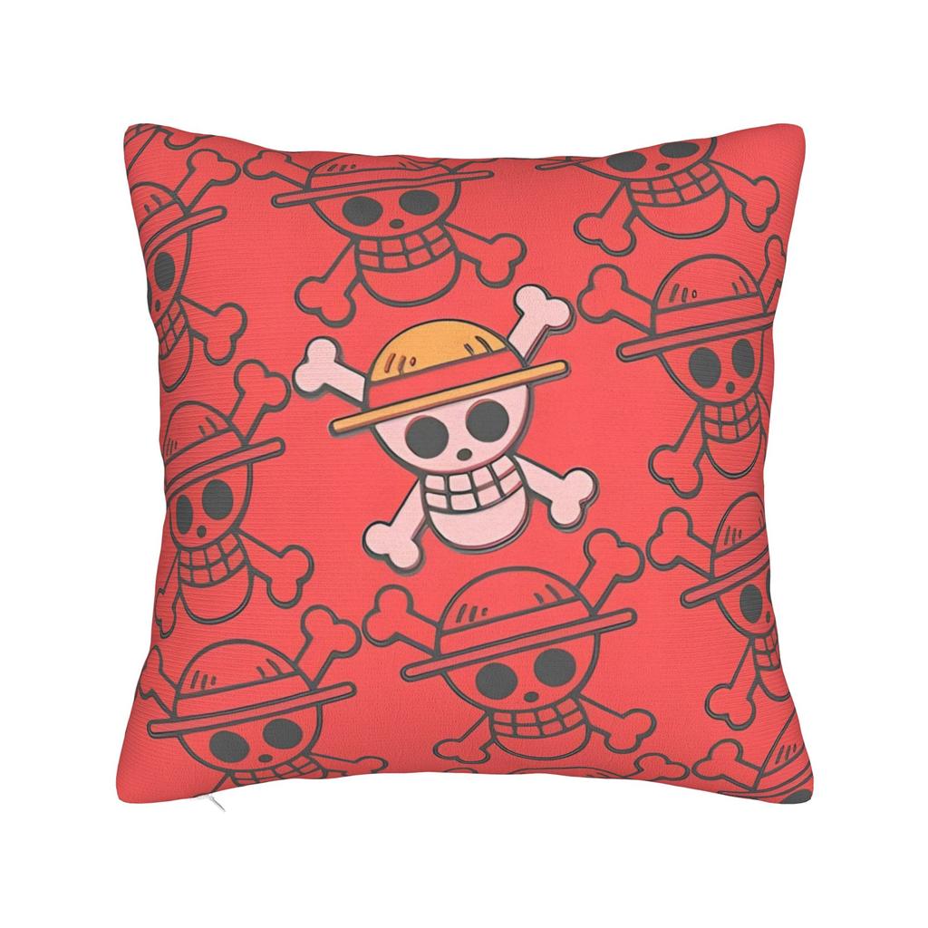 Luffy Anime  Skull Square Pillow Case  Cushion Cover Funny Zipper Decorative Pillowcover for Sofa Cm