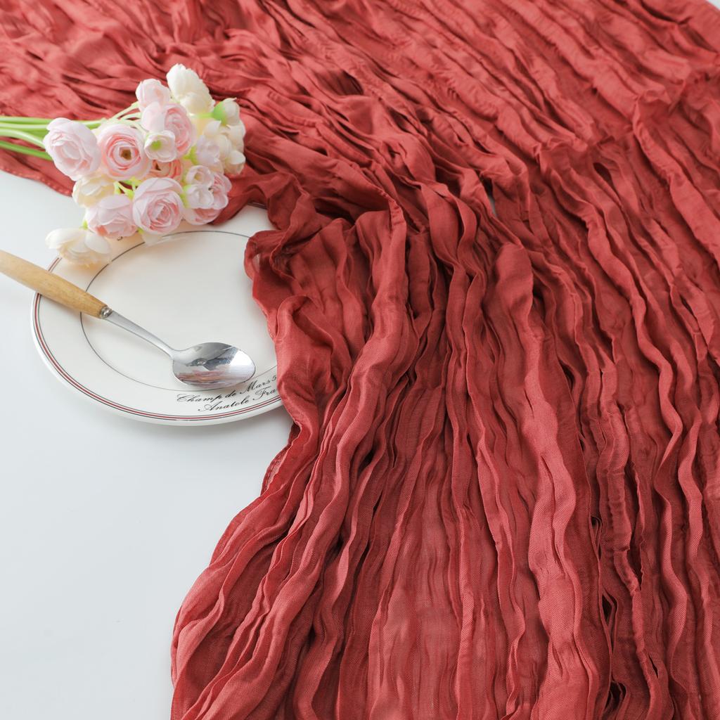 Wedding Pink Gauze Table Runner Semi-Sheer Vintage Cheesecloth Table Setting Dining Party Christmas Banquets Arches Cake Decor