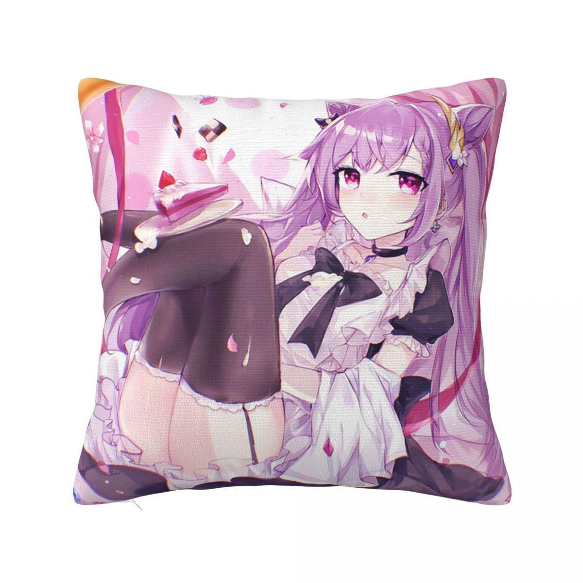 

Genshin Impact Keqing Anime Square Pillowcase Cushion Cover Pillow Case Throw Pillow Cover for Home Sofa Living Room 12x12Inch
