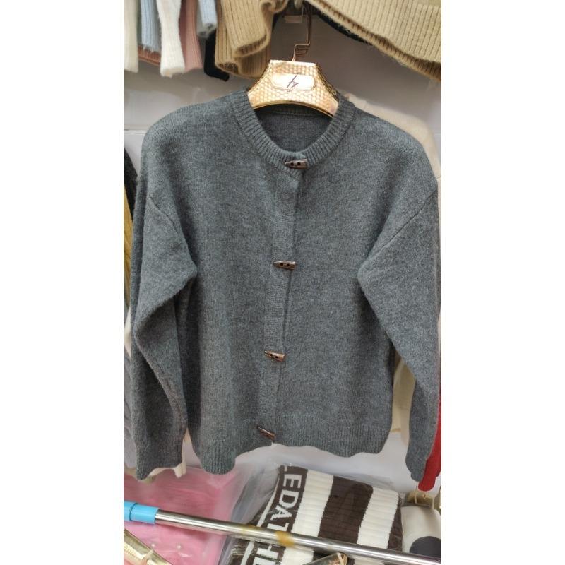 Corner Button Sweater Cardigan Temperament High Sense Autumn New Loose Versatile Knitted Jacket Women's Clothing