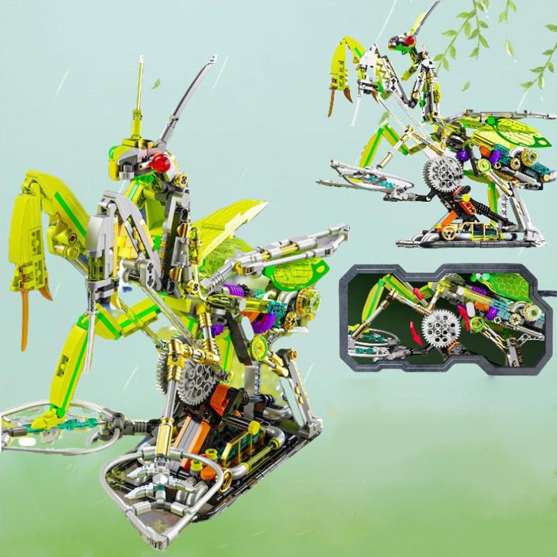 Technical Mechanical Mantis Insect Life Set With light Building Blocks Bricks Animal World Model Assembly Toys for Kid Gifts