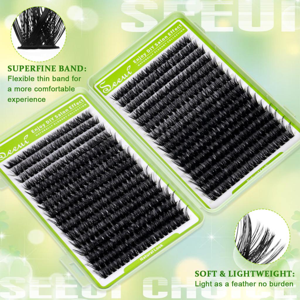 SEEUI DIY Cluster-Wimpern-Set Einzelwimpern 3D-Kunst Nerz-Wimpern Wispy Wimpernverlängerungs-Set mit Kleber & Versiegelung Wimpernpinzette