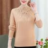 Women's High-End Plus Size Sweater Winter Half-Turtleneck Solid Color Rhinestone Knit Pullover Sweater