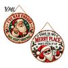 DIY Holiday Gift Accessories Santa Christmas Metal Hanging Sign, This Is My Merry Place Xmas Wall Party Fireplace Decor Plaque, Ornament for